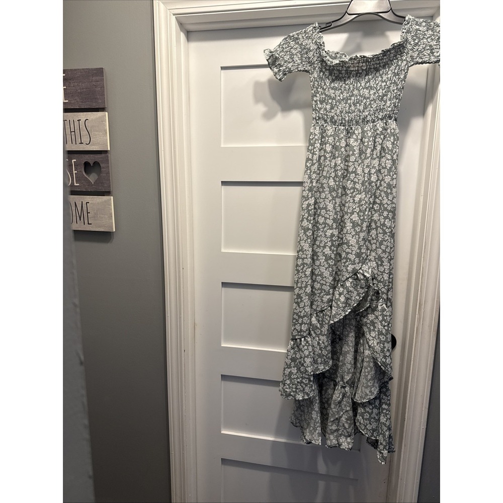 Audrey Park Women's Green Floral Off-the-Shoulder Dress | Size XS